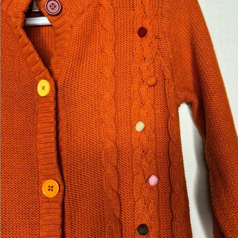 Gymboree Girls Orange Button Down Sweater Dress Sz 7-8 Long Sleeve Cable Knit